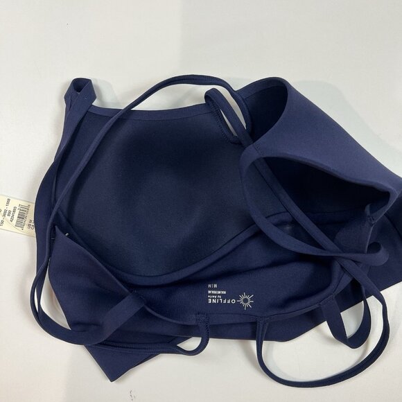 Aerie Offline Real Me Hold Up! Keyhole Sports Bra Size Medium Navy Blue Strappy - Picture 10 of 11